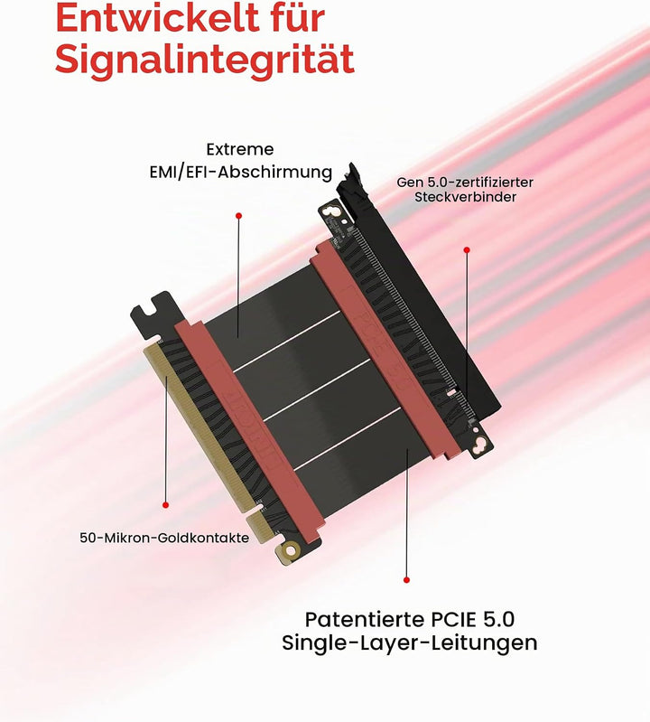 LINKUP - AVA5 PCIE 5.0 Riser-Kabel | RTX5090 RX9070 GPU Bereit | x16 128GB/s Geschwindigkeit | PCIe