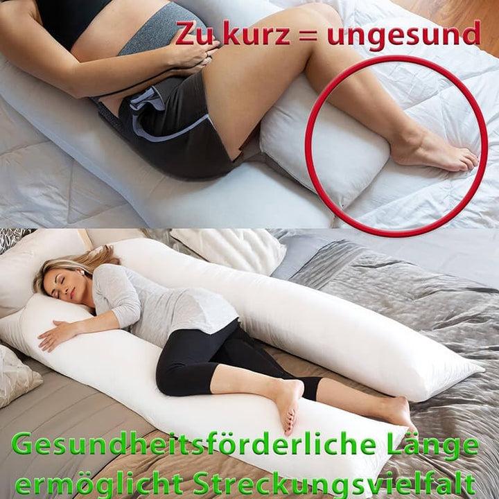 Traumreiter Seitenschläferkissen Visco Comfort M mit Bezug Braun, Hybrid Kissen + 1cm Memory Foam, U