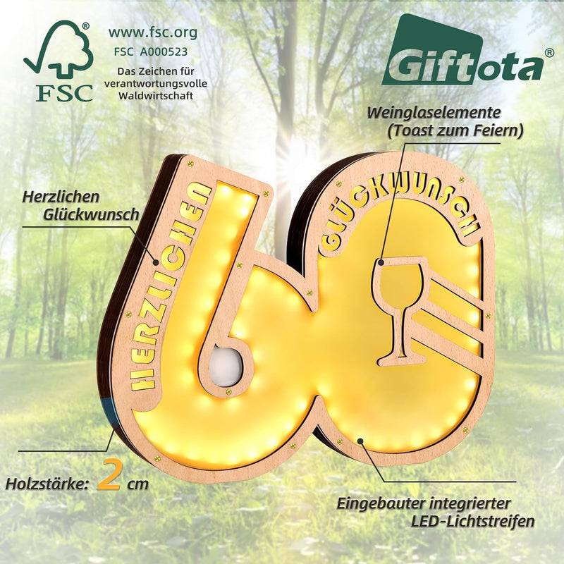 Giftota - Upgrade 2024 Originelle 40 Geburtstag Geschenk mit LED Lichterkette Frauen & Männer - Geld