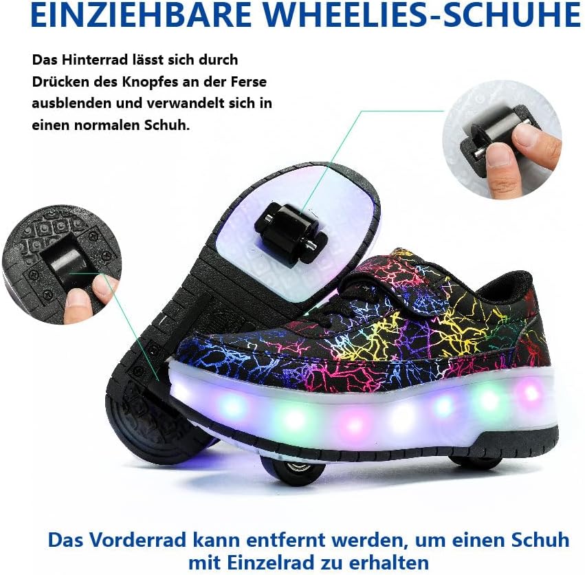 HUSKSWARE Rollschuhe Schuhe Jungen Mädchen Mit 4 Rollen Skateboardschuhe, verstellbar Jugend Schuhe