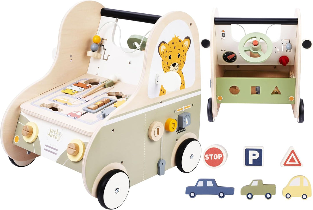 Engelhart - 640055 - Holz-Lauflernwagen „Auto“ - Motorische Fähigkeiten fördern - Ab 12 Monaten Schi
