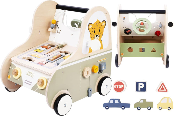Engelhart - 640055 - Holz-Lauflernwagen „Auto“ - Motorische Fähigkeiten fördern - Ab 12 Monaten Schi