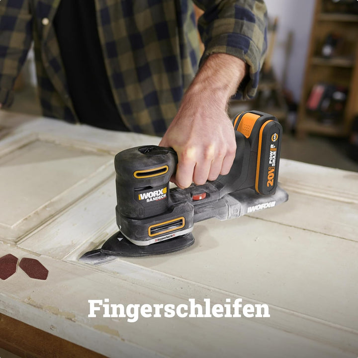 WORX 18V(20V MAX) Akku Multischleifer 5-in-1 Schleifmaschine Schlichtschleifer Schwingschleifer Deta