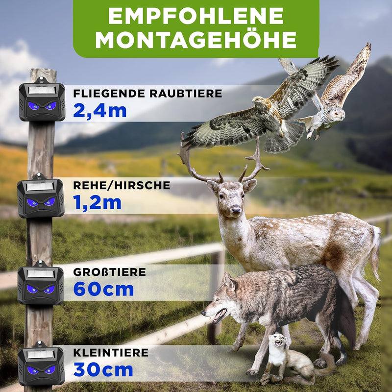 ISOTRONIC – Solar Tiervertreiber gegen Wildtiere wie Waschbären, Rehe, Füchse, Wildschweine u.v.m. –