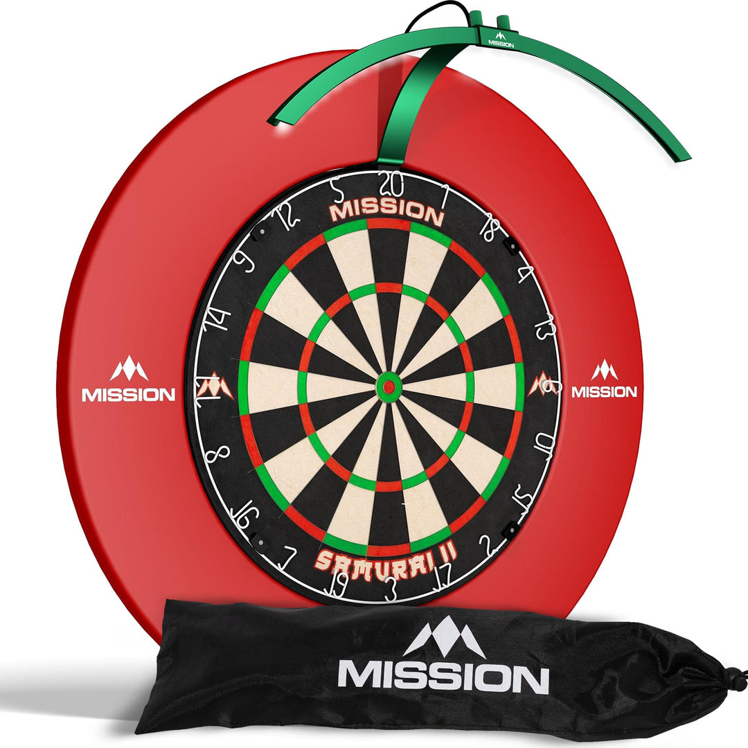Mission Darts TOR100 Torus 100 | Dartscheibe LED klappbar tragbar Dartscheibe Reise Beleuchtungssyst