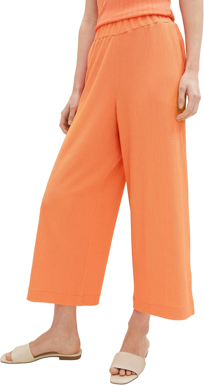 TOM TAILOR Denim Damen Basic Culotte Hose M 31699 - Luminous Coral, M 31699 - Luminous Coral