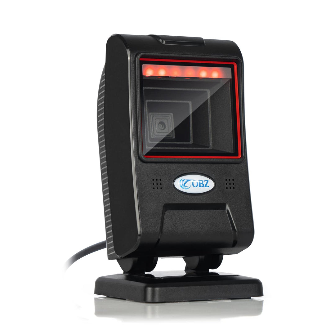 OBZ 1D 2D Desktop Barcode Scanner, QR Code Scanner für PC Handsfree Barcode-Scanner USB mit Einstell