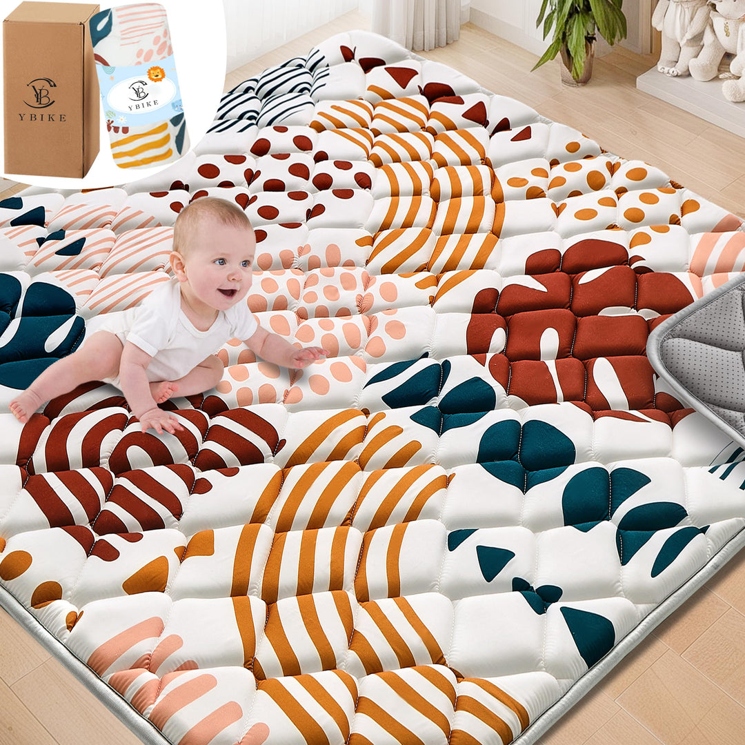 YBIKE Baby Spielmatte, Faltbare Grosse rutschfeste Dicke Baby Krabbelmatte 109x109cm, Tragbare Weich