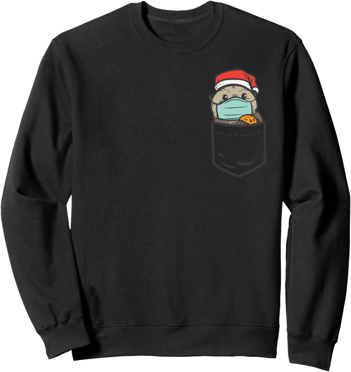 Pocket Otter Santa Face Mask Cute Christmas Quarantine Gift Sweatshirt