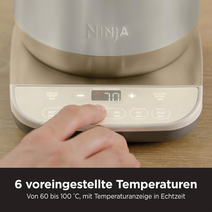 Ninja Perfect Temperature Wasserkocher, 1,7 l, Schnellkochfunktion, 6 Temperaturstufen, Warmhaltefun