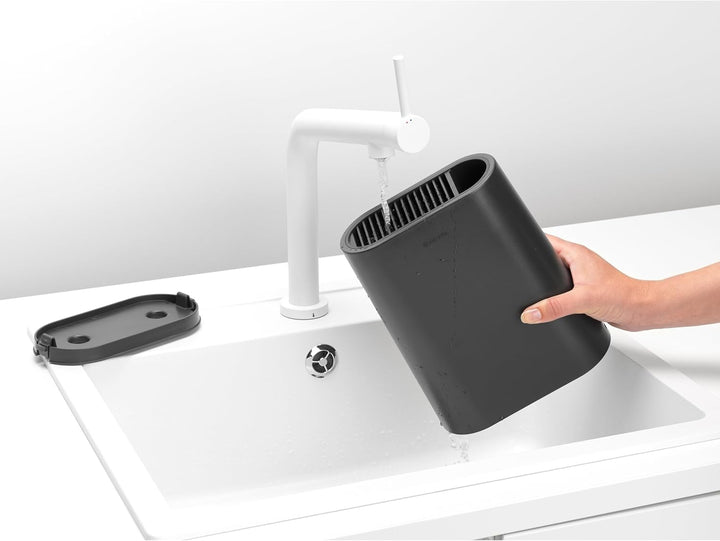 Brabantia Profile Messerblock mit Zusatzfach, Kunststoff, Dark Grey, 129889