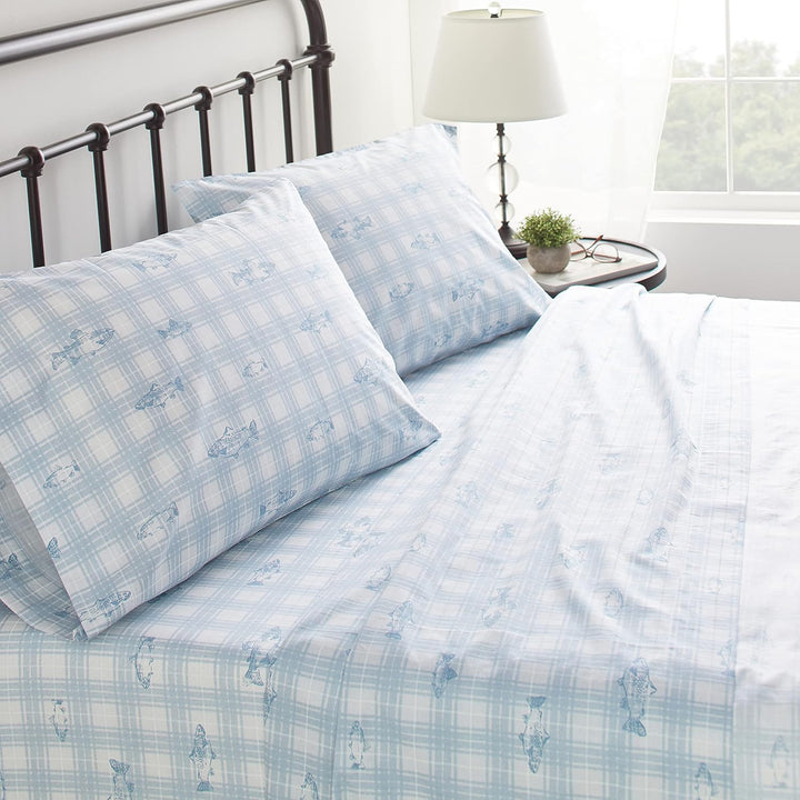 Eddie Bauer - Queen-Size-Bettlaken, Baumwoll-Perkal-Bettwäsche-Set, knackige und Coole Heimdekoratio