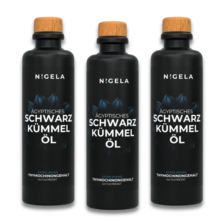 Nigela BIO Schwarzkümmelöl ungefiltert - Hoher Thymochinongehalt in 100% lichtgeschützer Keramikflas