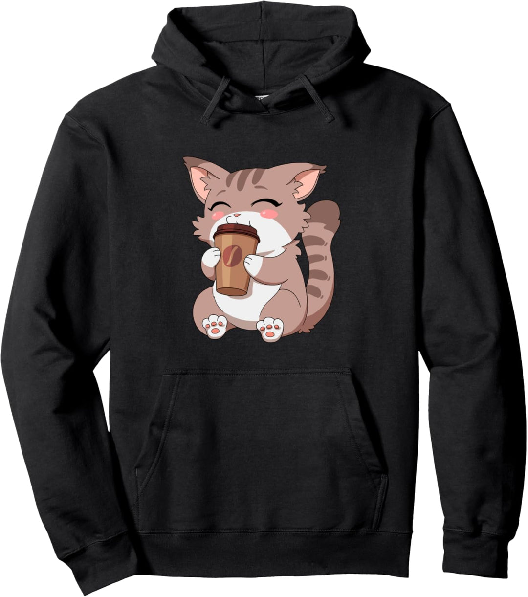 Japanischer Kawaii Anime Katzenkaffee Pullover Hoodie