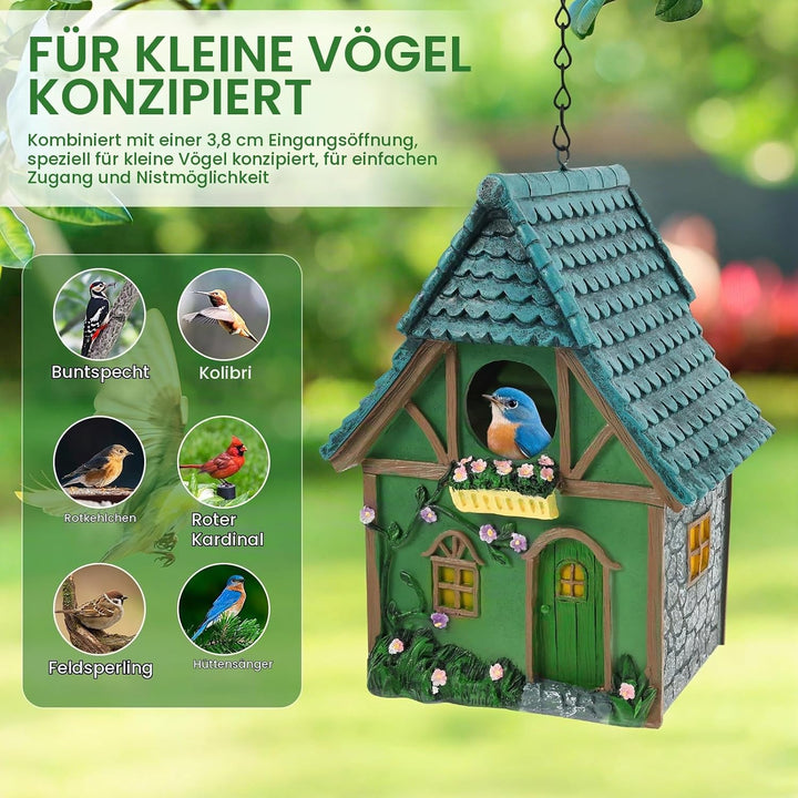 Vogelhaus für Garten Nistkasten für Vögel für draussen wetterfest, Stabiler Vogelkasten mit Reinigun