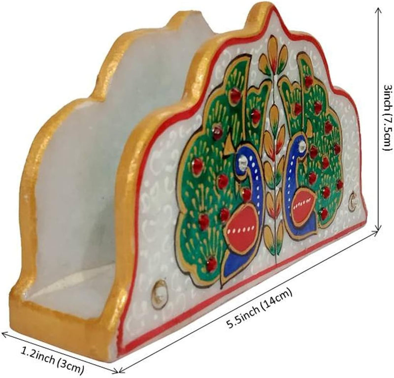 purpledip indischen Geschenk Artikel: handgemalt Marmor Serviettenhalter, Einzugs Geschenk (10568)