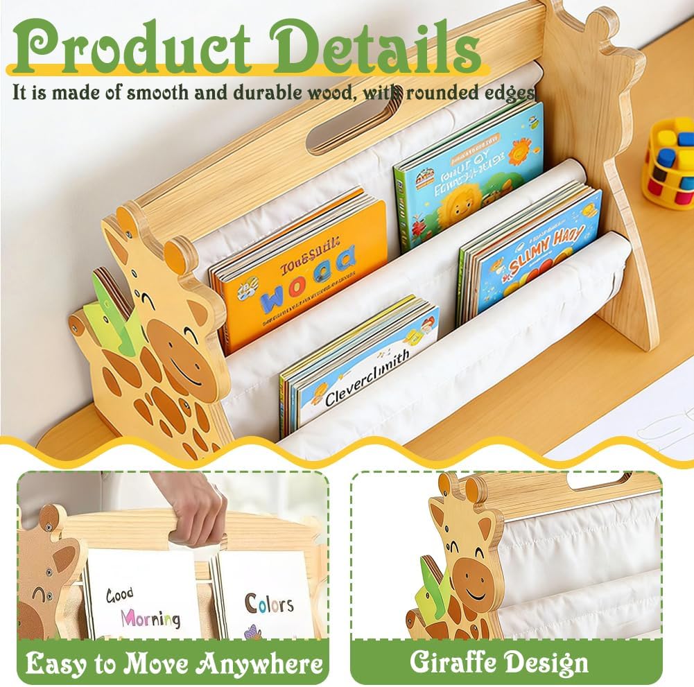 Bücherregal Kinder, Ddoppelseitiges Bücherregal Holz, Montessori Kinderrega, Bücherkiste Kinder mit