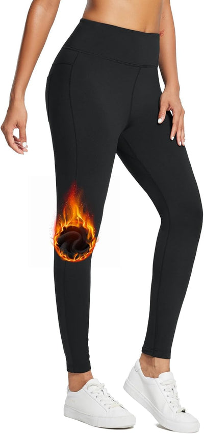BALEAF Damen Thermo Leggings Winter Strumpfhosen gefüttert Thermounterwäsche Warm Laufhose Yogahose