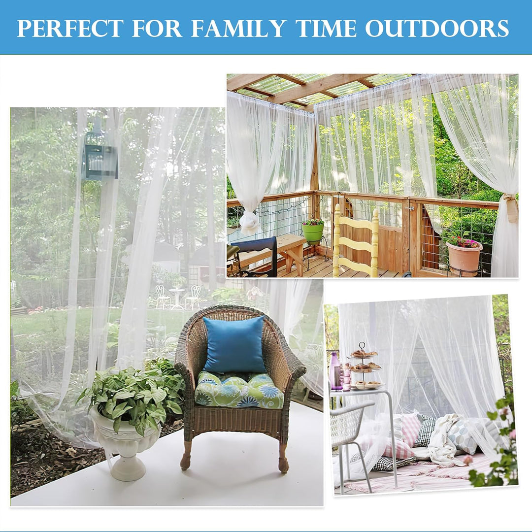 PONY DANCE Moskitonetz Outdoor Vorhang Weiss 2er Set Outdoorvorhänge H 249 x B 150 cm Pavillon Vorha