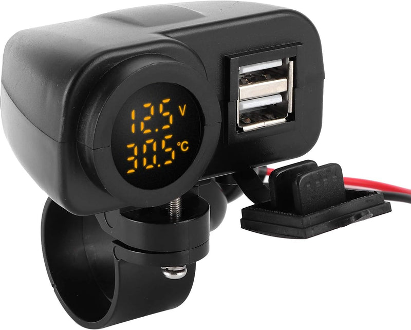 KIMISS Motorrad-Char,Motorrad-Ladegerät Voltmeter-Ladegerät Motorrad-Voltmeter-Ladegerät Dual-USB-Vo