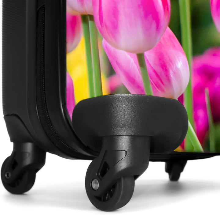 NoBoringSuitcases.com® Koffer Handgepäck Trolley Rollkoffer Kleine Reisekoffer mit 4 Rollen - Blumen