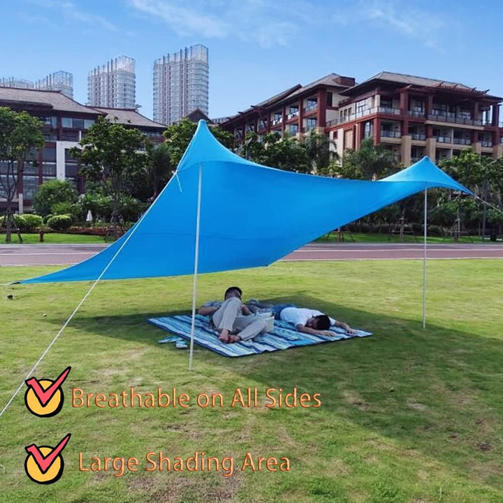 3x3m Sonnenschutz Strand Windfest Stabil Strandzelt UV Schutz 4-8 Personen Sonnensegel Strand mit St