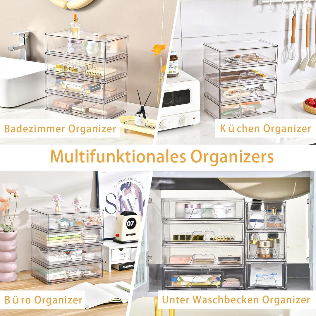 3 Pack Schubladen Organizer Schminktisch Stapelbare Schubladenboxen Klare Acryl Kosmetik Organizer S