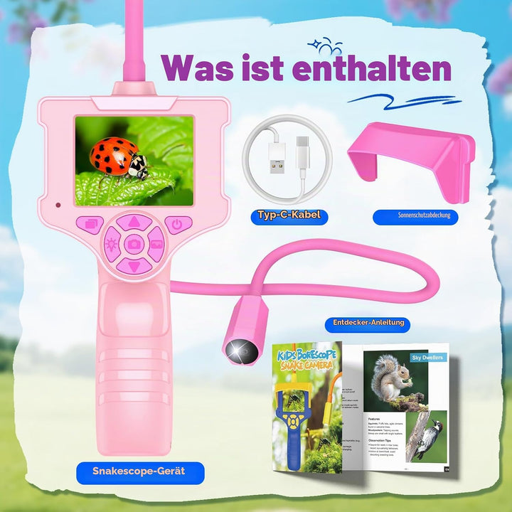 Kinder Endoskopkamera - Outdoor Entdecker Spielzeug für Mädchen ab 3-10 Jahre - 2MP Kamera, 23,6 Zol