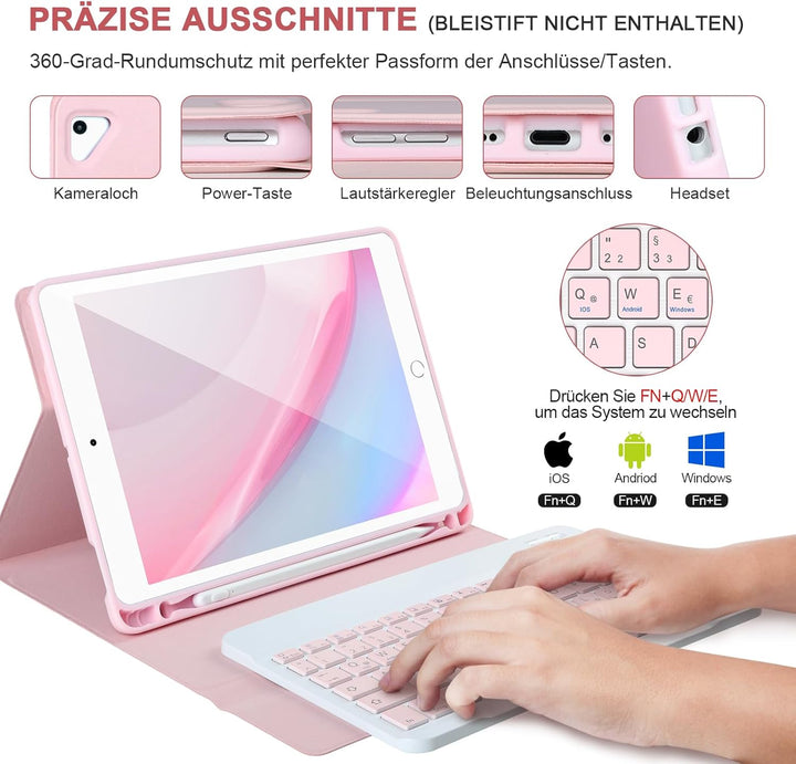 Tastatur hülle 9,7 für iPad 6./5. Gen 2018/2017, Bluetooth Tastatur für iPad Air 2/1, Pro 9,7‘’, mit