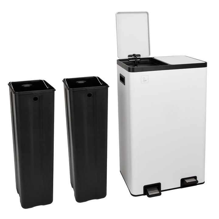 SVITA TMH2X30 Mülleimer 60L Mülltrennsystem 2 Fächer 2x30L Softclose-Deckel Pedal versteckbar Kunsts