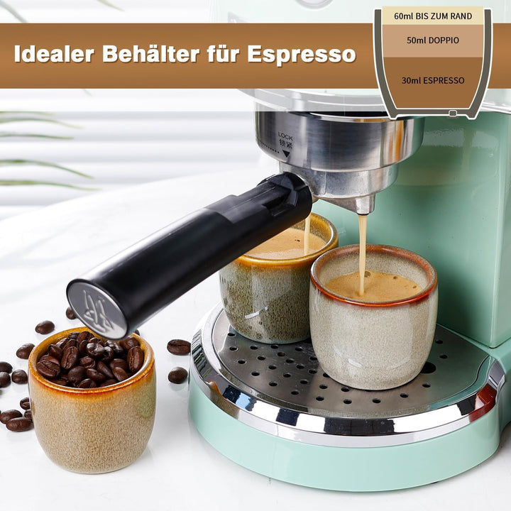 NOVAJOY | Espressotassen Set | 4-teilig | 50 ml | Hochwertige Mini-Espressotasse aus Steingut | Ohne