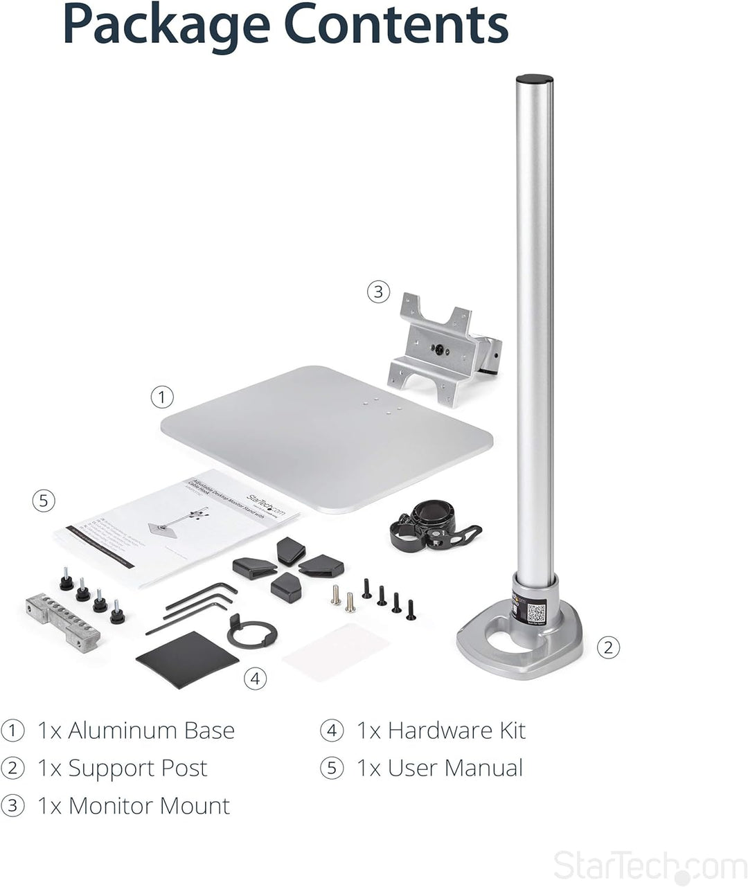 StarTech.com Piedistallo per Monitor Lcd Led Schermo display, Braccio con Altezza Regolabile/Girevol