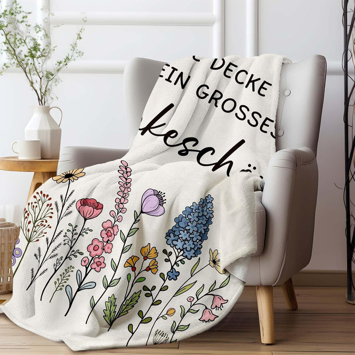 Abschiedsgeschenk Kollegin, Dankeschön Geschenke, Abschied Kollegin Decke mit Blumenmuster, Kleines