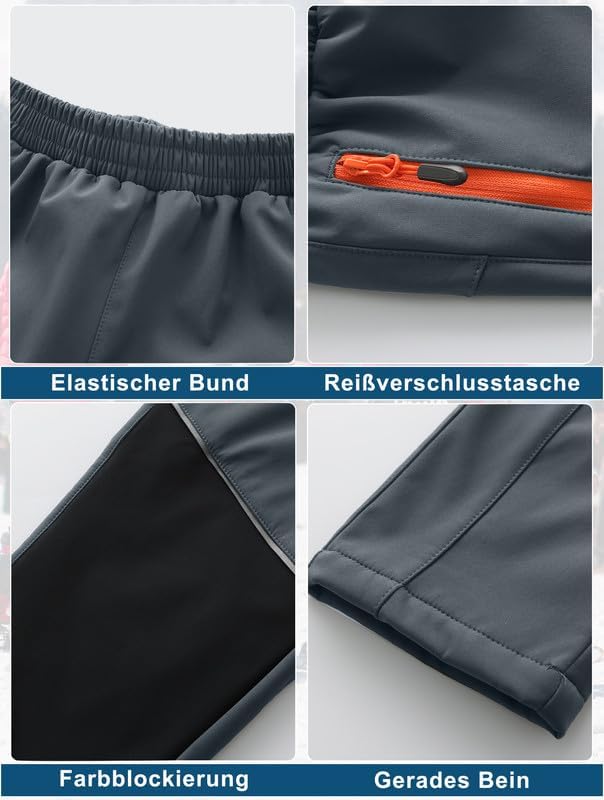 Zzkouine Kinder Softshellhose Schneehose Skihose Warme Hosen Jungen Mädchen Winterhose Outdoorhose W