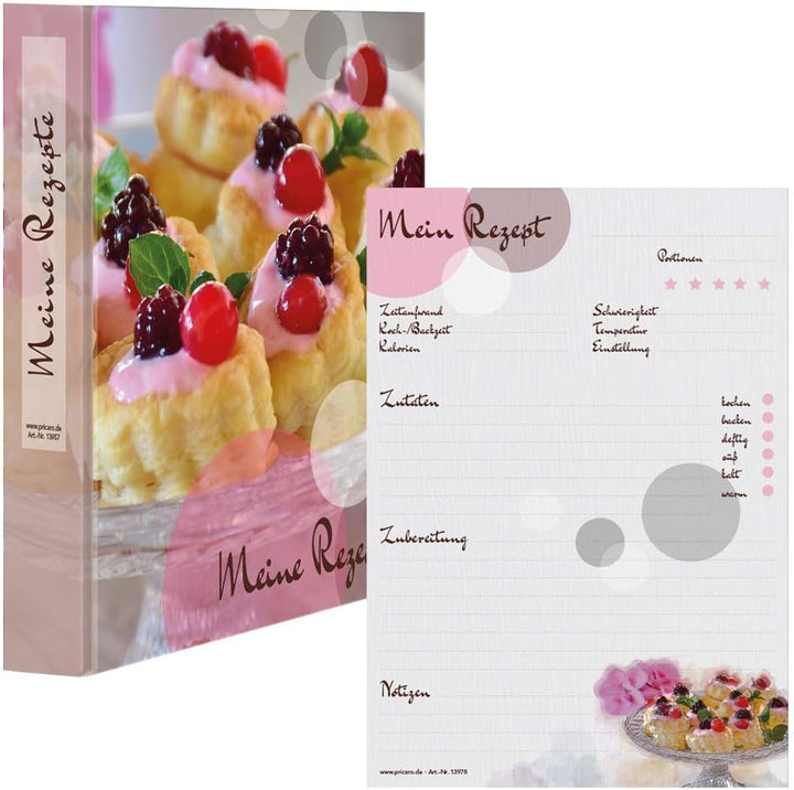PRICARO Rezeptordner mit Rezeptblock "Sweet Pate", A5