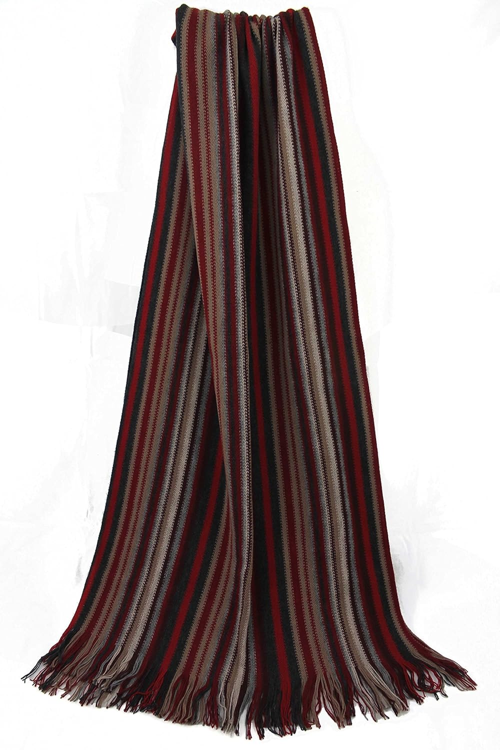 Rotfuchs Schal Kuschelschal Strickschal Raschelschal Streifen modisch rot grau beige 100% Wolle (Mer