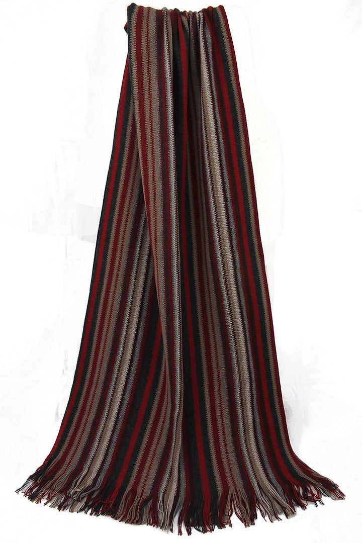 Rotfuchs Schal Kuschelschal Strickschal Raschelschal Streifen modisch rot grau beige 100% Wolle (Mer