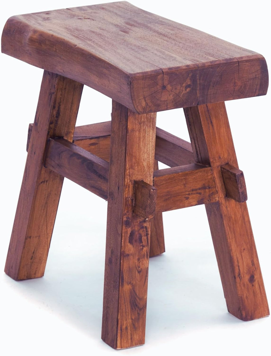 DESIGN DELIGHTS RUSTIKALER Holz HOCKER Vintage 40" | Recycling Hartholz, 43x45x27 cm (HxBxT) | Sitzh