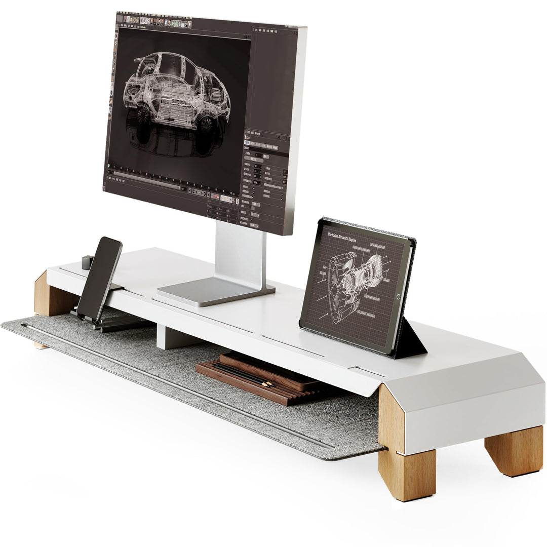 Fenge Monitorständer mit Telefon Ständer, 100cm Dual Monitor Riser für 2 Monitore, Schreibtisch Rega