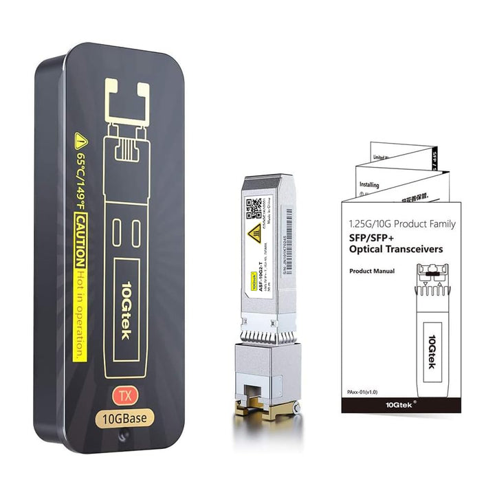 10Gtek 1.25/2.5/5/10GBase-T SFP+ RJ-45 CAT.6a Kupfer Transceiver 30-Meter, Auto-Negotiation SFP+ Eth