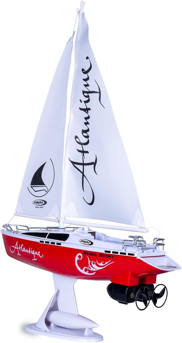 Jamara 040250 Atlantique Segelboot 2 Kanal 27MHz, RC Boot, 2 Antriebsmotoren, Weiss, S