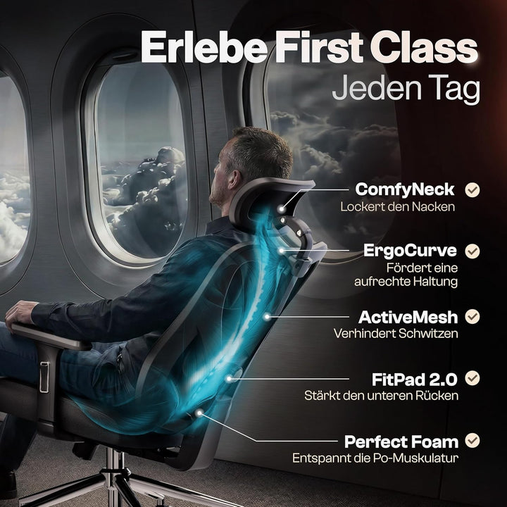 LUTIVO Alpha Bürostuhl ergonomisch [ORIGINAL] Schreibtischstuhl ergonomisch mit 11 Komfort-Einstellu