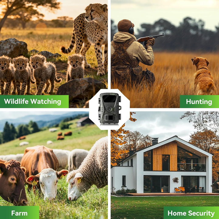 Trail-Kamera, 2026 Neues Upgrade 36MP 2K 0.1S Trigger Motion Activated, Game Camera with Night Visio