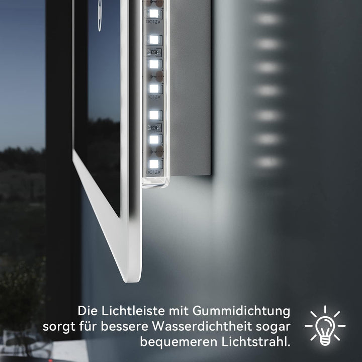 SONNI Badspiegel mit Beleuchtung 50x70cm beschlagfrei Wandspiegel Badezimmerspiegel mit Touchschalte