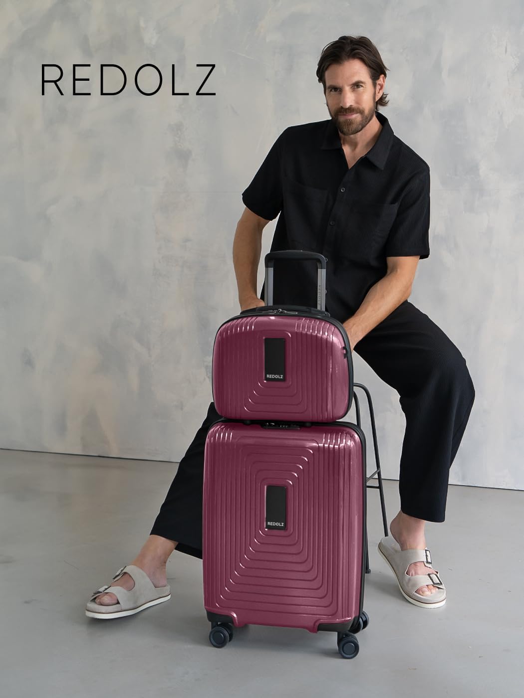 REDOLZ Hartschalen Handgepäck Kosmetik-Koffer | Stabiles Beauty-Case mit Aufsteckfunktion |34 x 17 x