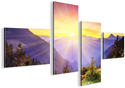 islandburner Bild Bilder auf Leinwand Regenbogen Berge Berglandschaft Intensive Farben Bergwiese 4L