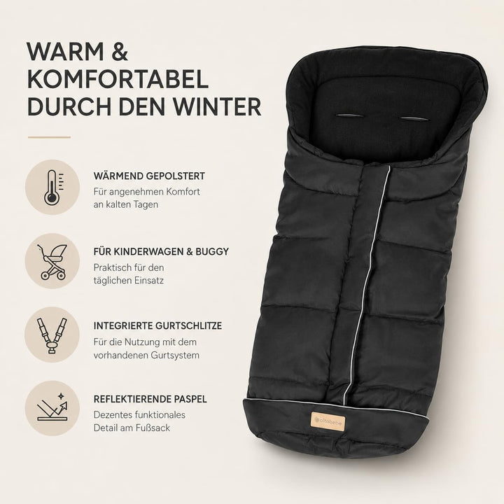 Altabebe AL2203-03 Winterfusssack Active Kollektion für Kinderwagen, schwarz