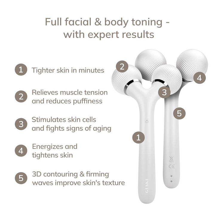 GESKE | SmartAppGuided™ Sonic Facial & Body Roller | 4 in 1 | Dermaroller | Gerät für Gesicht und Kö