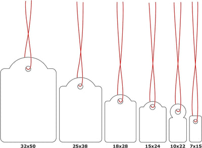HERMA 6918 Hängeetiketten mit rotem Faden, 1000 Preisschilder, 32 x 50 mm, Fadenlänge ca. 8 cm, gros