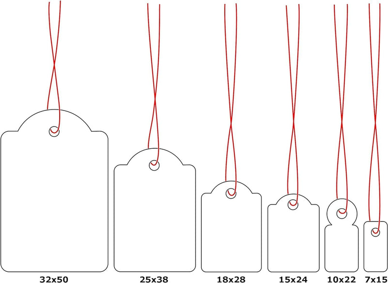 HERMA 6918 Hängeetiketten mit rotem Faden, 1000 Preisschilder, 32 x 50 mm, Fadenlänge ca. 8 cm, gros